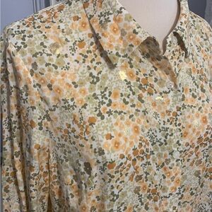 LC Lauren Conrad Yellow and Green Floral Top